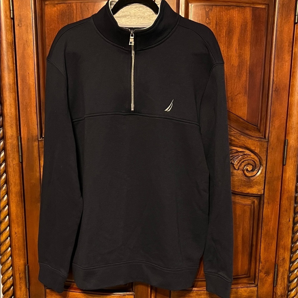 Nautica Men's Black Zip-Up Sweater- XL